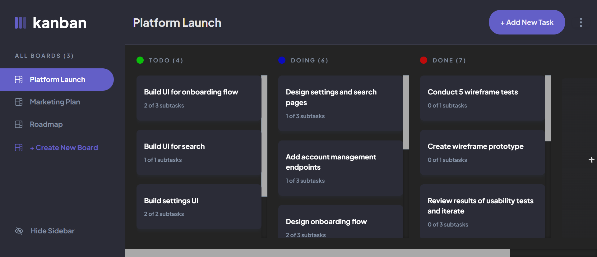 Kanban Task Management Web App